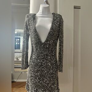 Retrofete Long Sleeve Sequin Dress